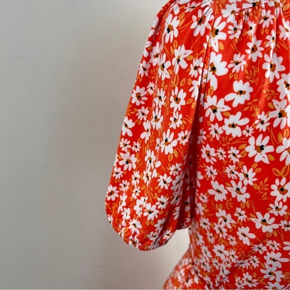 Kaileigh Dress from Stitch Fix size L Orange Floral Faux Wrap - Picture 4 of 6